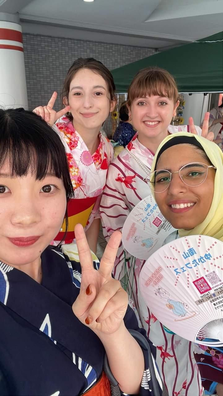 Battisha with friends in yukata