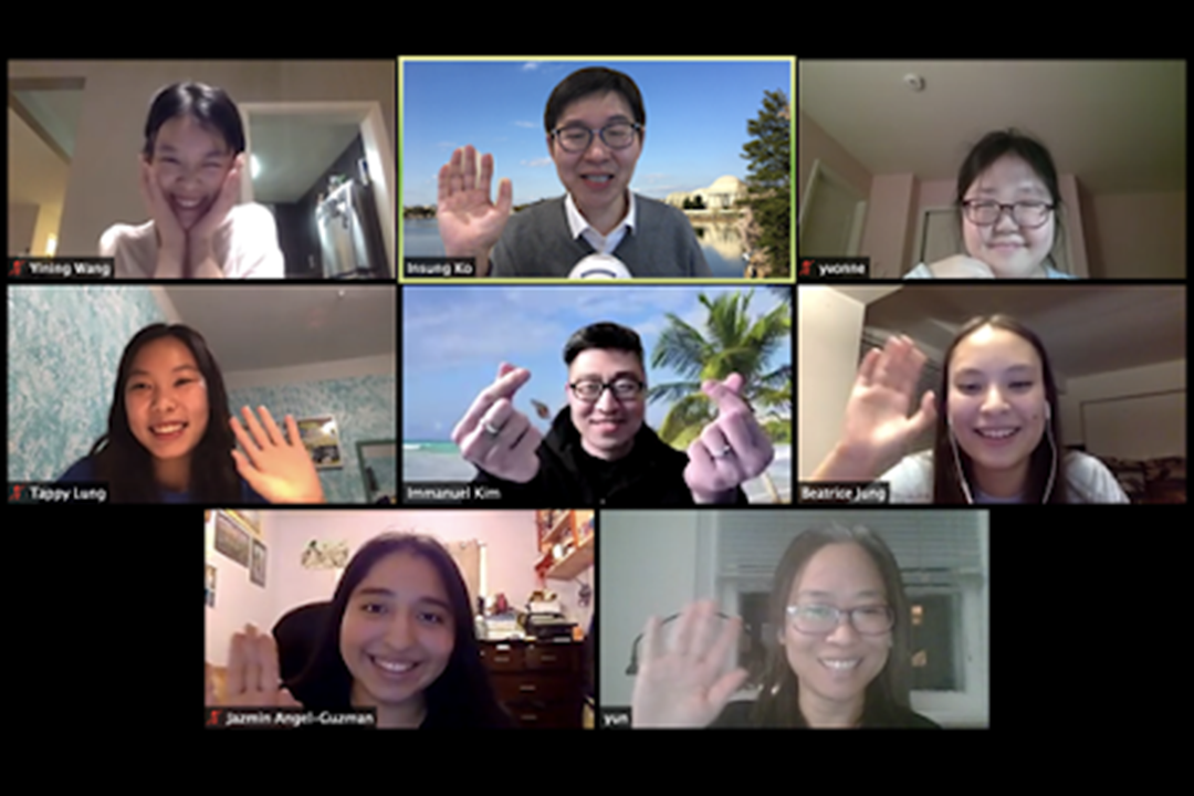 Students on a Zoom call participating in the 2020 Korean Language Table event