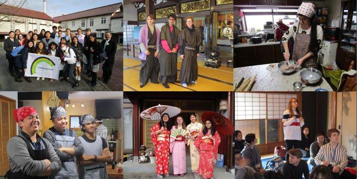 A collage of six images highlighting the Japanese Program students’ trip to Japan.